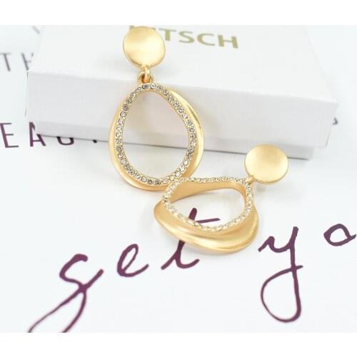 Trendy Big Hollow Water Drop Shape Dangle Earrings for Women Rhinestone Female Wedding Party Accessories