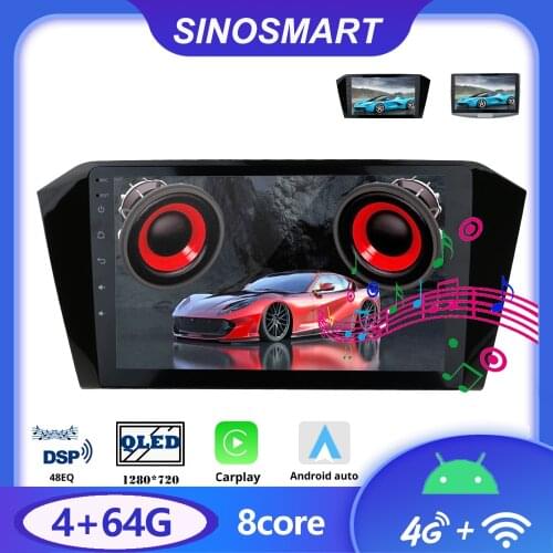 Sinosmart Car GPS Navigation for VW Volkswagen Passat B8 2010-2017 B7 B6 CC 2010-2015 Radio 8 core CPU,Support 4G LTE DSP