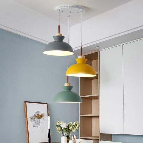 Nordic Led Pendant Lights Matte Aluminum Lampshade For Dining Room Cafe Bar Restaurant Room Hanging Lamp Wooden Drop Light White
