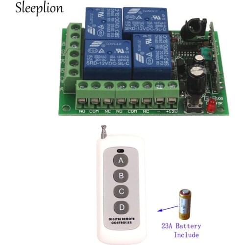 Sleeplion 100M 12V 4Channel Wireless Smart Remote Control Switch Digital Smart Remote Relay Switch 12V 4 Ch Relays Module