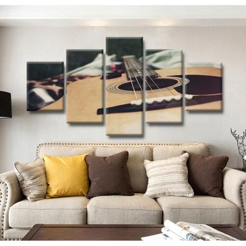 Modern Decor Home Wall Art Frame Pictures Art HD Printed Painting Modular 5 Panel Guitar Music On Canvas Poster Artworks