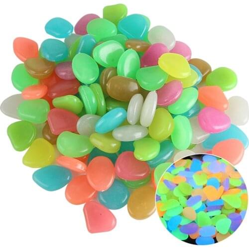 50Pcs Glow in the Dark Garden Decor Luminous Stones Outdoor Fish Tank Decoration Pebble Rocks Aquarium Decorative Pebbles