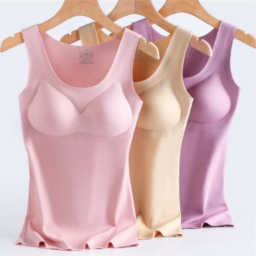 Thermal Underwear Winter Seamless Womens Thermal Vest Plus Cashmere Top Inner Wear For Women Lingerie Bra Comfortable Lingerie