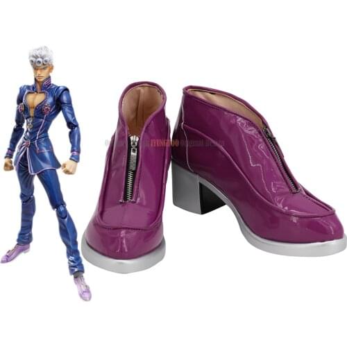 JoJo Giorno Purpel Shoes Cosplay JoJos Bizarre Adventure Giorno Giovanna Cosplay Boots Purple Shoes Custom Made