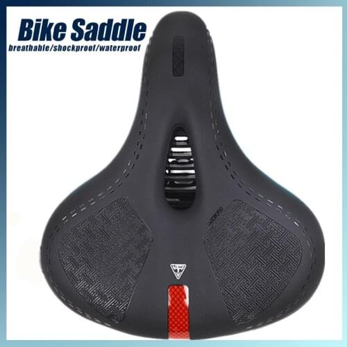 Bike Saddle Bicycle Seat Mountain Bike Road Bicycle Soft Hollow Breathable Shock Absorbing Reflective Strips Bicycle Accessories