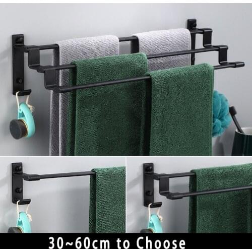 Towel rack towel Hanger rail Wall Mounted Multiple sizes Bathroom Space Aluminum Black Towel Bar Rail Matte Black Towel Holder