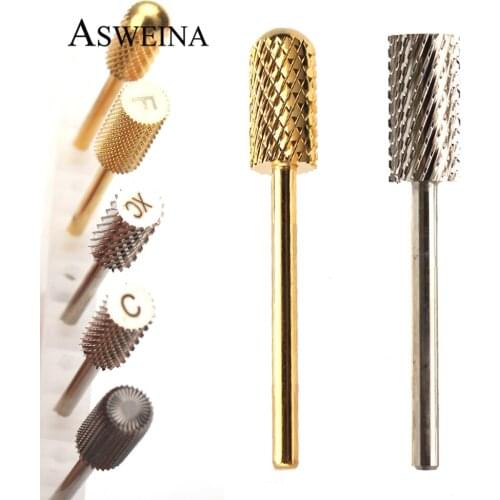 Tungsten Nail Drill Bits Gold Carbide Manicure Pedicure Files Machine Nail Files Milling Cutter Remove Gel Polish Nail Art Tools