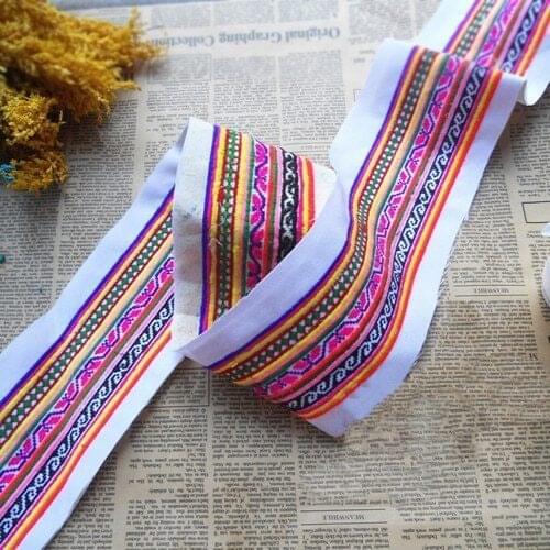 Miao embroidery cross stitch fabric lace 10cm sewing trim dress collar ribbon tape webbing ethnic tribal hmong thai india boho
