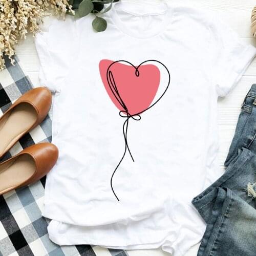 Women Clothes Lady Heart Love Fashion 90s Clothing Print Womens Clothes Shirt T Tee for Tshirt Female Tops Womens T-Shirt