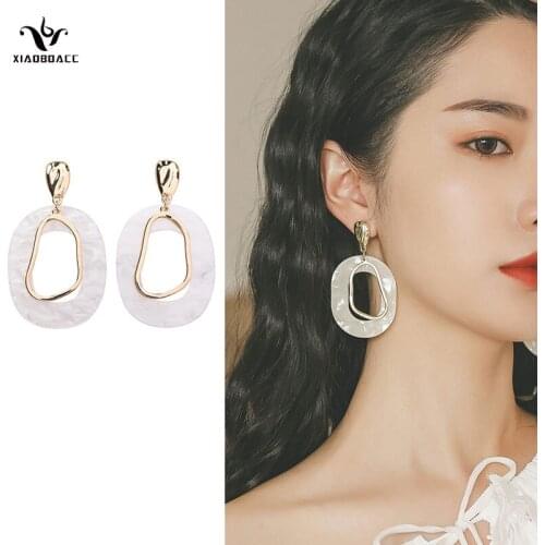 Xiaoboacc 925 Silver Needle Acrylic Geometric Earrings Irregular Ear Studs