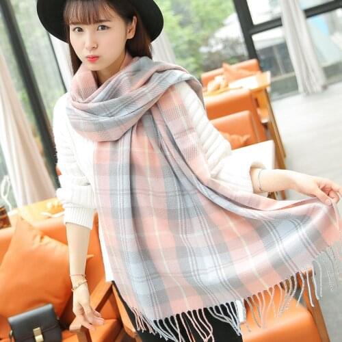 VEITHDIA 2020 New Autumn Winter Female Wool Plaid Scarf Women Cashmere Scarves Wide Lattices Long Shawl Wrap Blanket Warm Tippet