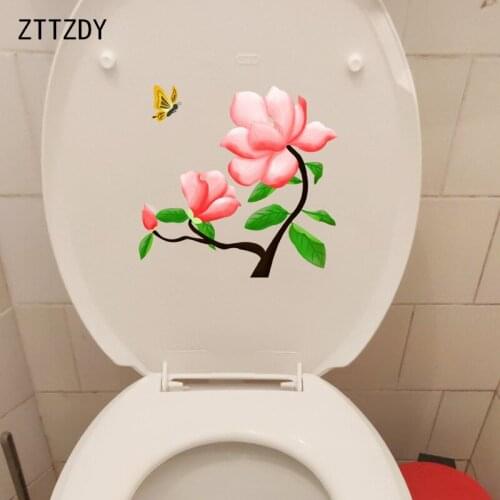 ZTTZDY 22.7*21.9CM Hand Painted Magnolia Cartoon Toilet Sticker Fashion Home Wall Decor Decal T2-0517