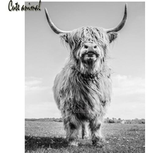 5D DIY Diamond Painting Highland cattle animal farm Diamond Embroidery full drill Rhinestone Diamond Mosaic Cross Stitch kit