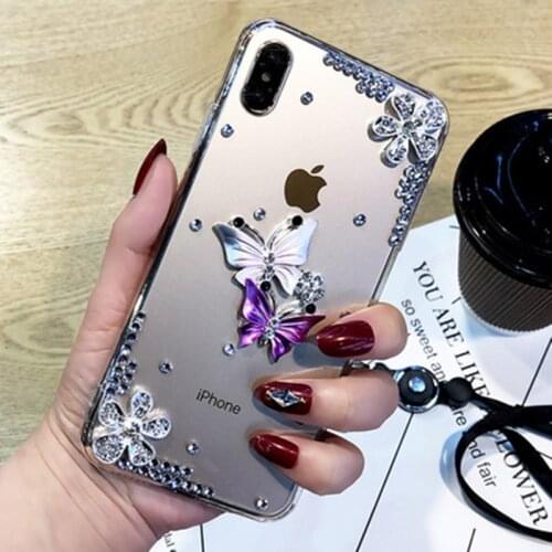 Butterfly Diamond Flower Rhinestone Phone Case For Samsung A70 A90 A80 A60 A50 A40 S A30 A20 Core A10 A10E A20E M10 M30 Cover