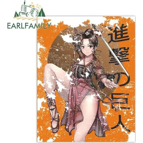 EARLFAMILY 13cm x 10cm Anime Funny Car Sticker for Attack On Titan Whole Car Body Decal Vinyl Waterproof Poster Decoration