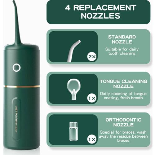 280ml Portable Waterproof Dental Oral Irrigator Rechargeable Water Flosser Tooth Cleaner with 4 Jet Tips 3 Modes for Home Travel