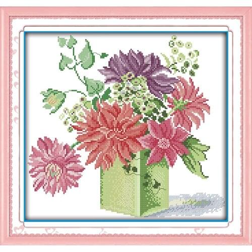 Everlasting Love The Dahlias Chinese Cross Stitch Kits Ecological Cotton Stamped Printed 11CT 14CT DIY Gift Christmas Decoration