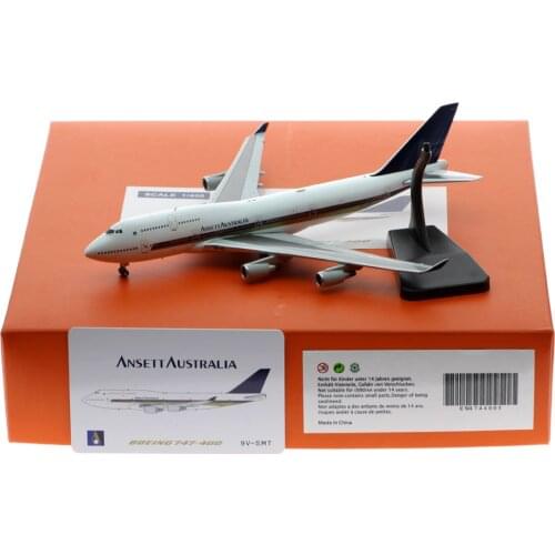 1:400 Alloy Collectible Plane Gift JC Wings EW4744005 Ansett Australia Airlines Boeing 747-400 Diecast Aircarft Jet Model 9V-SMT
