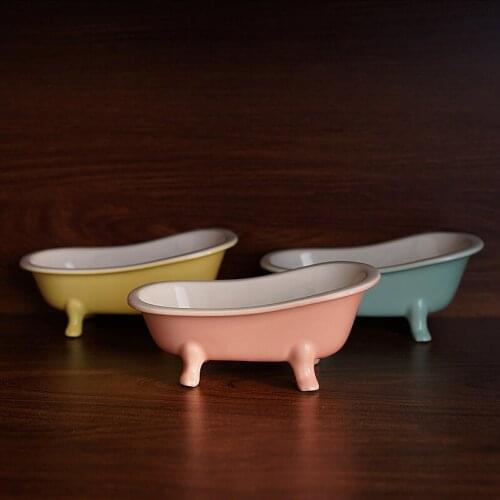 Creative candy color bathtub ceramic Nordic home furnishings trinkets soap storage modeling dessert fruit dish