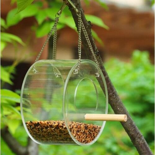 Round / Triangle Wild Bird Feeder Toy Cage Outdoor Garden Seed Food Tree Hanging