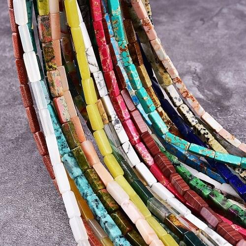 Asingeloo Fashion Jewelry 4x13mm Rectangle Lapis Lazuli Natural Stones Beads DIY Women Bracelet Necklace Ear Stud Accessories