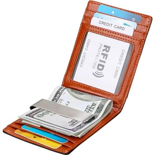 Xiaomi Fashion Men RFID Anti-theft Brush Wallet Genuine Leather Short Purse Bifold Credit Card Holders Dollar Bag