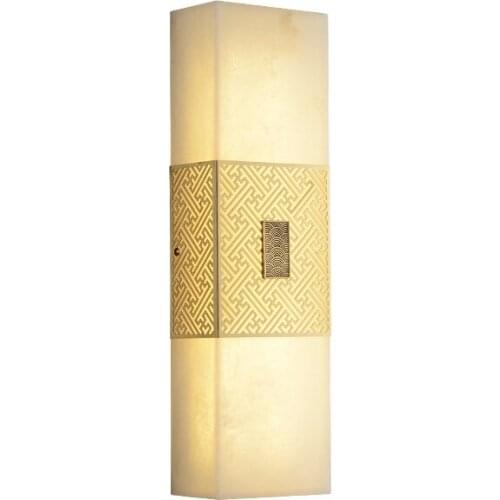 Modern new Chinese style copper marble wall lamp Chinese style living room TV background wall bedroom bedside aisle wall lamp