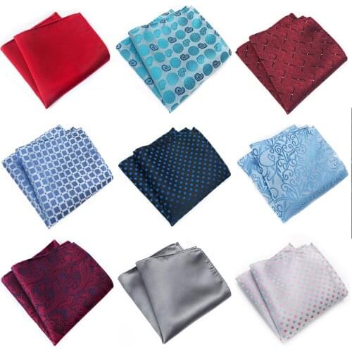 GUSLESON Mens Fashion Silk Soild Dot Print Handkerchiefs Business Casual Square Pockets Handkerchief Wedding Hankies