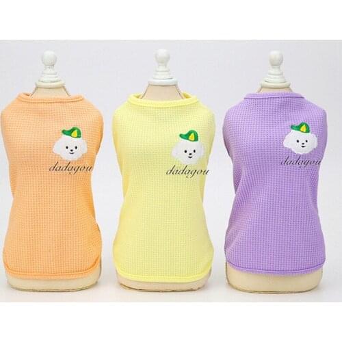 Spring Summer Solid Color Cartoon Animal Dog Clothes Two-legged Embroidered Puppy Cute Vest for Dogs Yellow Girl Ropa Para Perro