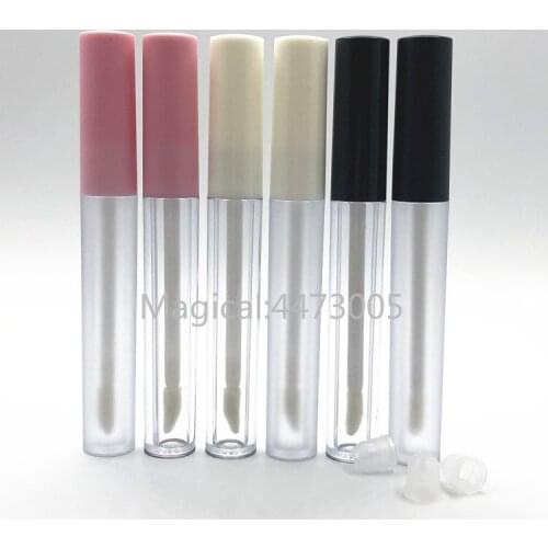 2.5ML Plastic Frosted Empty Lipgloss Tube White Lid,Clear Cosmetic Lip Gloss Container,Refillable Bottle pink lip gloss tubes