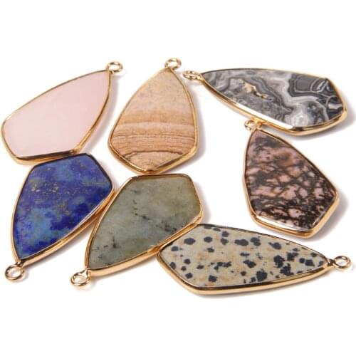Wholesale 41*20mm Natural Stone Pendant Irregular Jaspers Quartz Charms for Jewelry Making Necklace Bracelets DIY Accessories