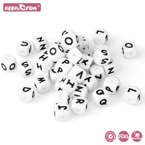 Keep&Grow 30Pcs Silicone Letter Beads BPA Free Baby Teethers Food Grade English Alphabet Baby Teething Toys For Necklace Making