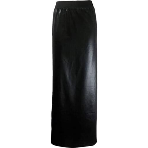 Plus Size Skinny Ankle Length Skirt Women Holographic Slim Fit Maxi Skirt Laser Fabric Performance Faux Leather Long Bottoms