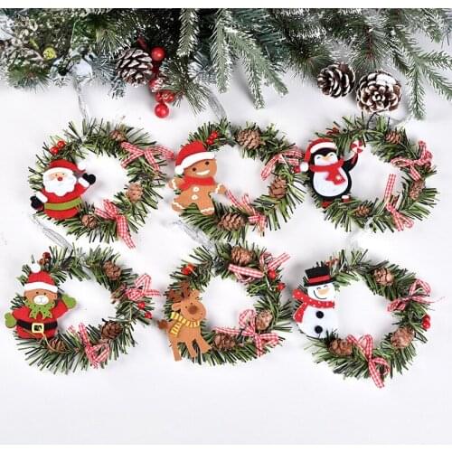 Christmas Decorations Pendant Santa Claus Elk Round PVC Pendant Christmas Tree Pinecone Pendant Home Decore Adornos Para Casa