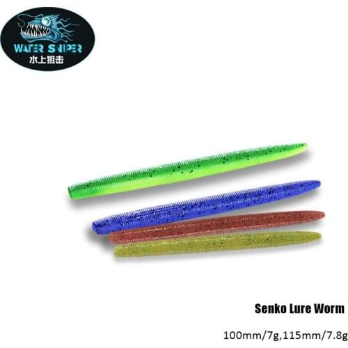 4in 4.5in Fishing Stick Worm Lure 8 Pcs/Pack Multi-Colors Senko Soft Bait Bass Silicone Plastic Lures