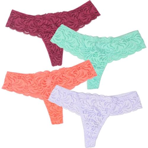 Sexy Lace Panties Female Underwear Thong Floral Lace Women Lingerie Breathable Briefs Low Waist G-String Transparent cuecas sexi