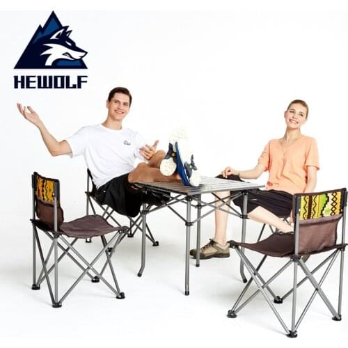 Hewolf Portable Folding Table And Chair 5-piece Set Leisure Picnic Barbecue Family Party Outdoor Camping Table And Stool Set
