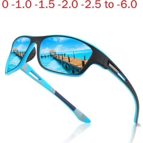 Prescription Sports Sunglasses Men Polarized Optical Myopia Sun Glasses For Men Square Eyewear Male Blue Driving Sungalsses NX