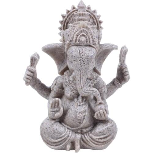 Elephant Statue Sculpture Sandstone Ganesha Buddha Handmade Figurine