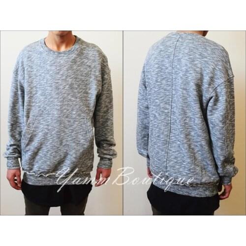 GYM PULLOVER HOODIE / Oversized Mens 80s Raw Edges Kanye Crew Neck Sweatshirt