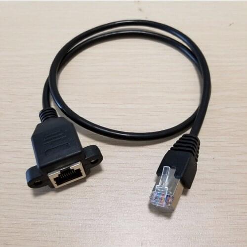 10pcs/lot Rj45 Male to Female Screw Panel Mount Ethernet LAN Network Extension Cable with screws 60cm