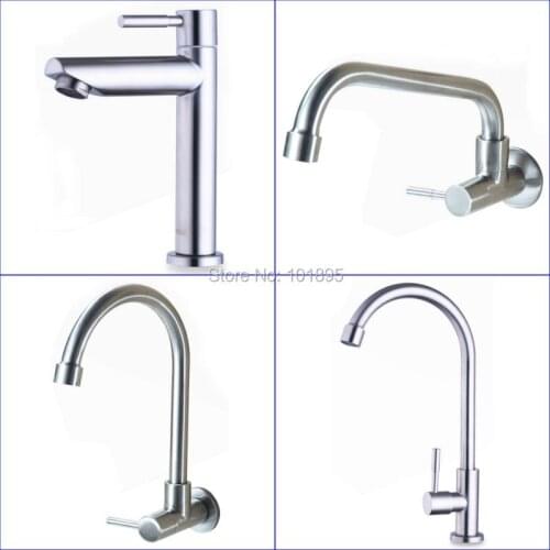 High Quality SUS304 Stainless Steel Cold Water Tap for Basin and Kitchen Sink X8802