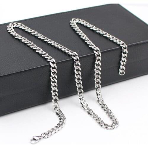 Jewelry wholesale 10pcs Lot in bulk Stainless Steel Curb chain Women Mens Necklace 4.5mm 16-32