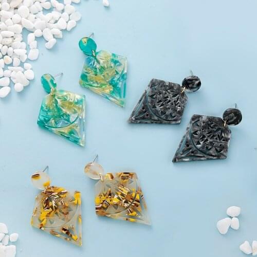 SophiaXuan Hawaiian Acrylic Drop Earring Jewelry Earrings Acetate Trendy Geometric Birthday Gift for Women Girls Pink Green Red