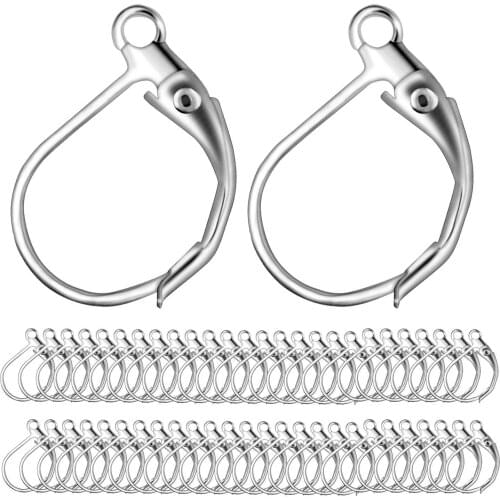 100PCS Silver Lever Back Earring French Hook Ear Wire Open Loop