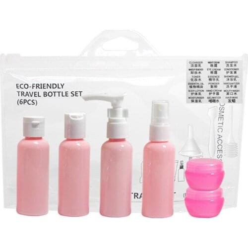 7PCS/SET Travel bottling set plastic PET bottle Spray bottles, lotions, shampoos, creams, cosmetics, PET bottles