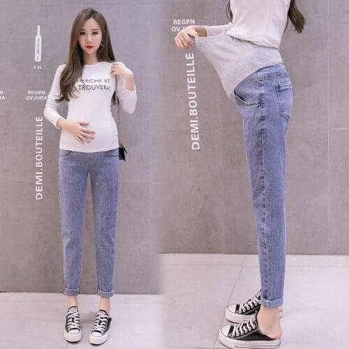 7703# Maternity pants Spring Autumn Maternity Jeans Belly Support Pants Support Abdomen Elastic Waist Maternity Trousers