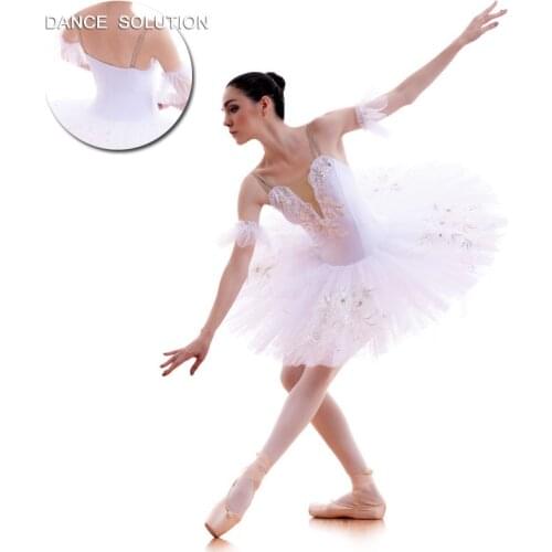 Swan White Pre-Professional Ballet Tutus for Grils Solo Dance Pancake Tutu Ballerina Dress BLL022
