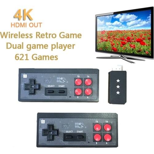 USB Wireless Handheld TV Video Game Console Build In 621 Classic Game 8 Bit Mini Video Console Support AV/ HDMI -Compatib Output