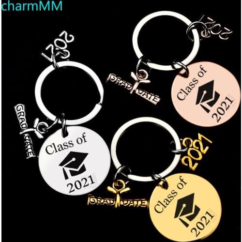 2021 Graduate Keychain Stainless Steel Class Of School University Keyring Gifts